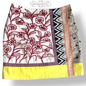 Leifnotes Anthropologie Brimming Borders Beaded Embroidered Mini Skirt | Sz 2